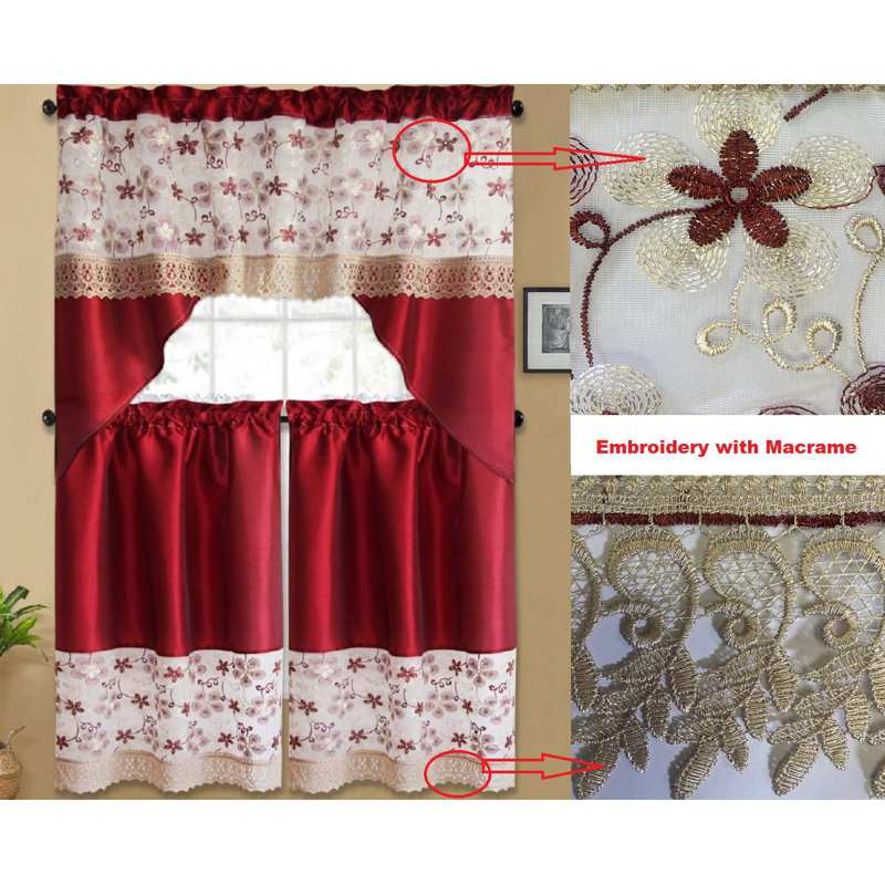 Mayda Tailored Kitchen Curtain, Rouge
