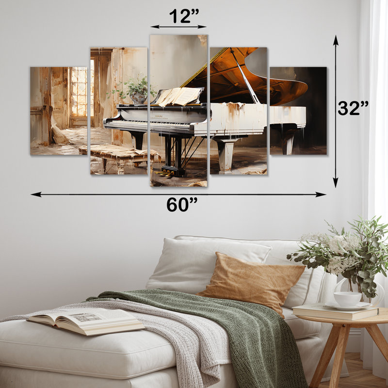 Rustic Grand Piano Melody - Music Piano Multipanel Wall Art