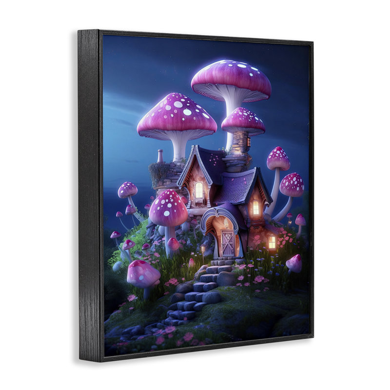 «Mystical Forest Cottage», estampe numérique par Sasha, Giclée encadrée noir minuit, H 14 po x l 11 po
