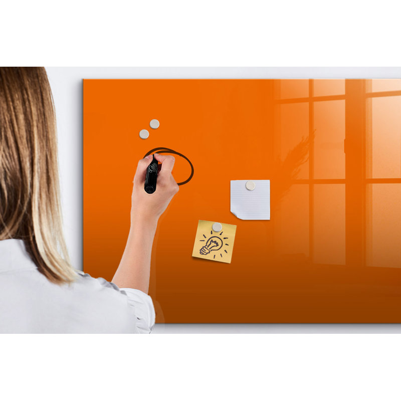 Magnetic Glass Dry Erase Board, Orange