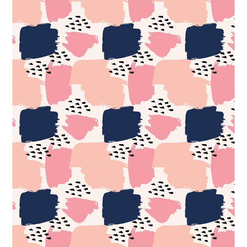Navy and Blush Abstract Twin Duvet Cover Set
