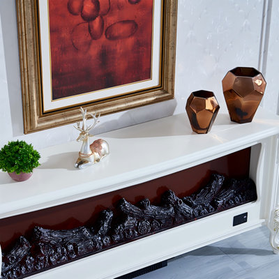 Foyer électrique 54,33 "moderne et minimaliste sculpté avec flamme réaliste et fonction de chauffage