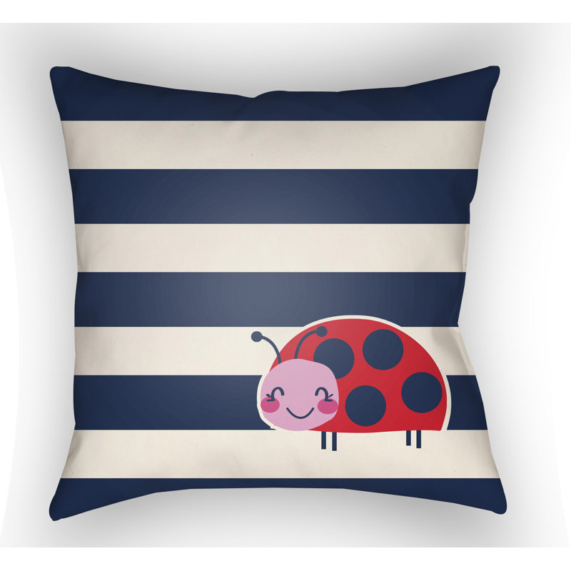 Littles Square Throw Pillow, White/Blue, 22" H  x 22" W x 5" D
