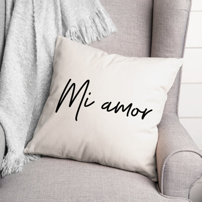 Coussin décoratif noir et blanc Mi Amor