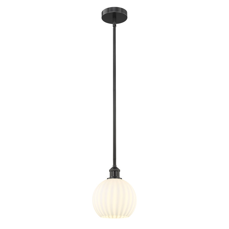 Luminaire suspendu 12 po Edison White Venetian, H 9,5 po x l 8 po x P 8 po, Noir mat