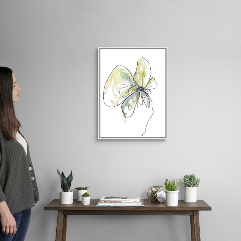 Reproduction d’art sur toile, "citron modern Botanical" par Jan Weiss, 26" H x 20" W x 1.75" D, Cadre blanc