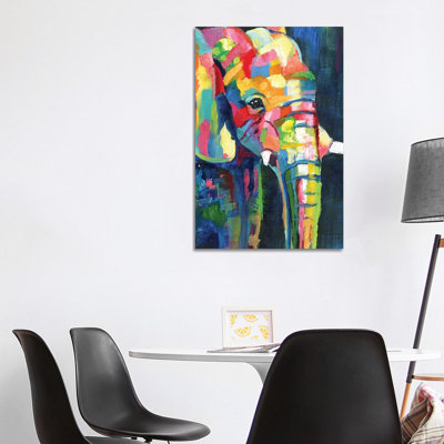Vibrant Elephant 1 Piece Wrapped Canvas Painting