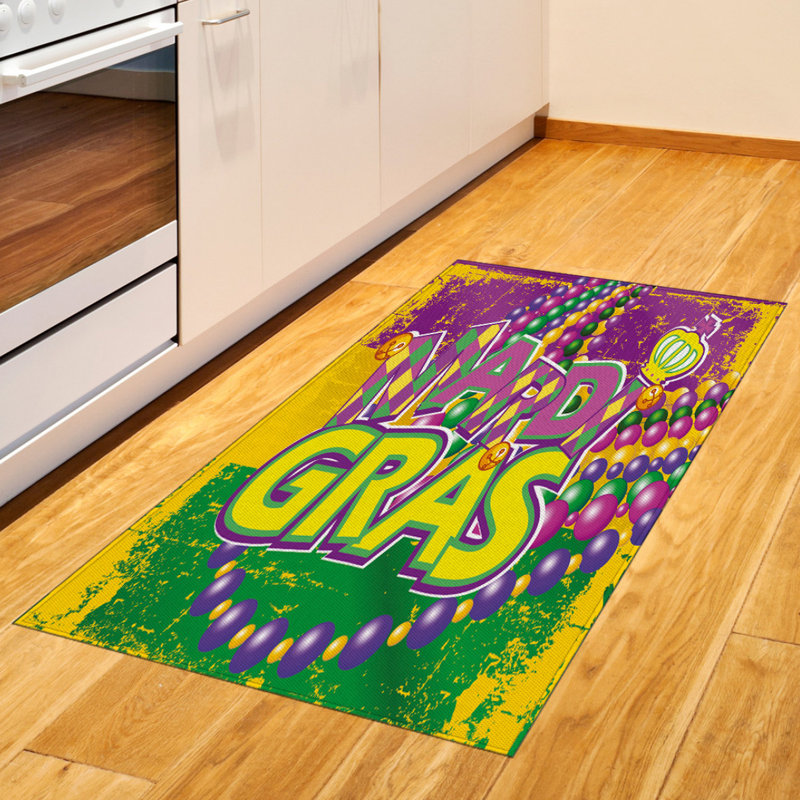 Mardi Gras High Density Long Fiber Poly Threads Decorative Area Rug Carpet, Rectangle 2'7" x 5'