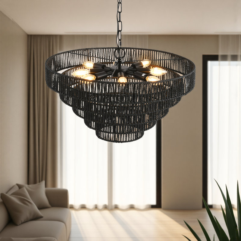 Luminaire suspendu 24 po Boho, Noir, Noir
