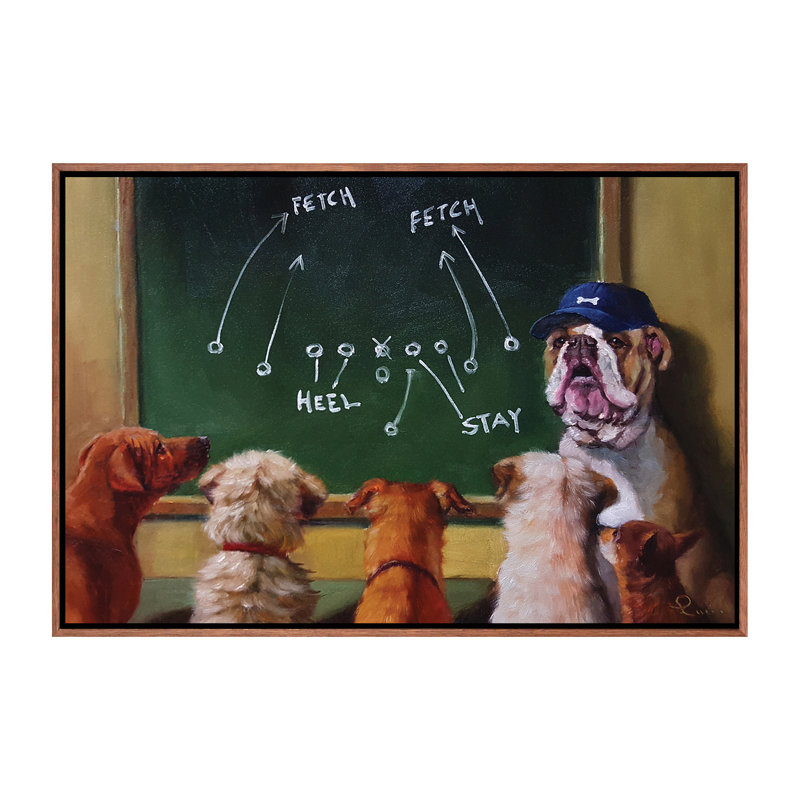 «Game Plan», art encadré, Toile classique avec cadre brun, H 26 po x l 40 po x 1,5 po