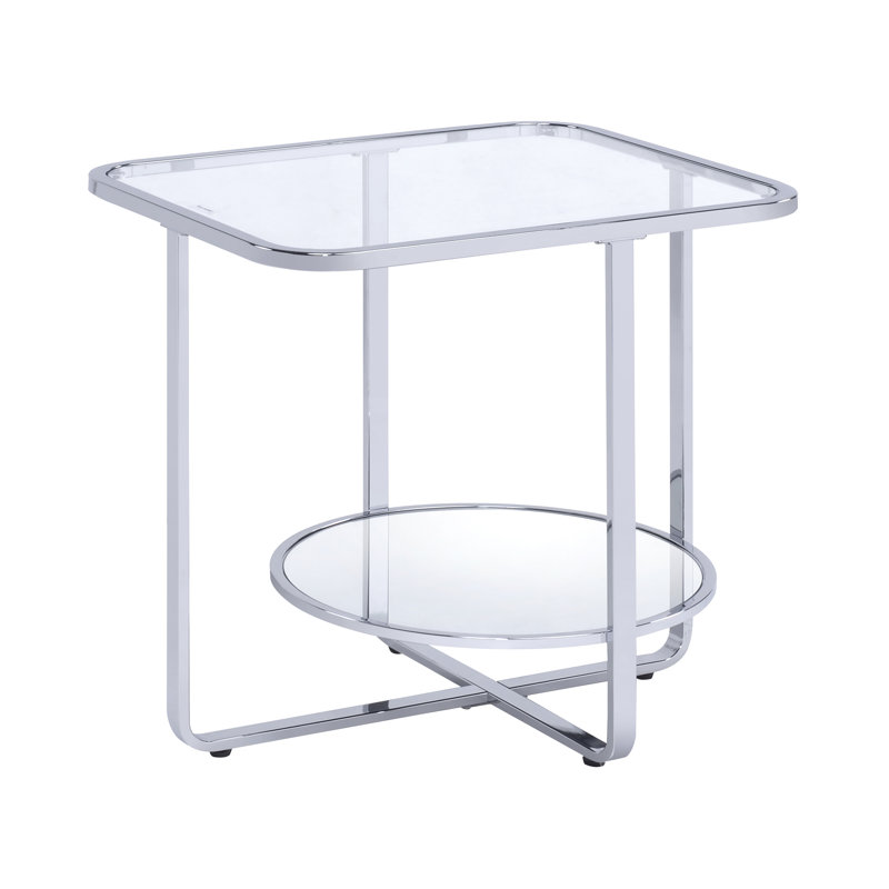 Table de bout, chrome et verre
