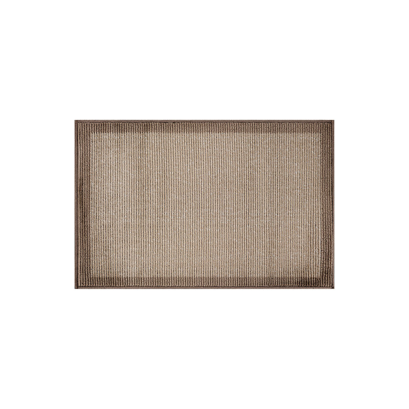 Modern Geometric Area Rug Bordered Contemporary Design, Beige, Rectangle 2' x 3'