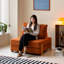 Coussin orange modulaire en velours côtelé