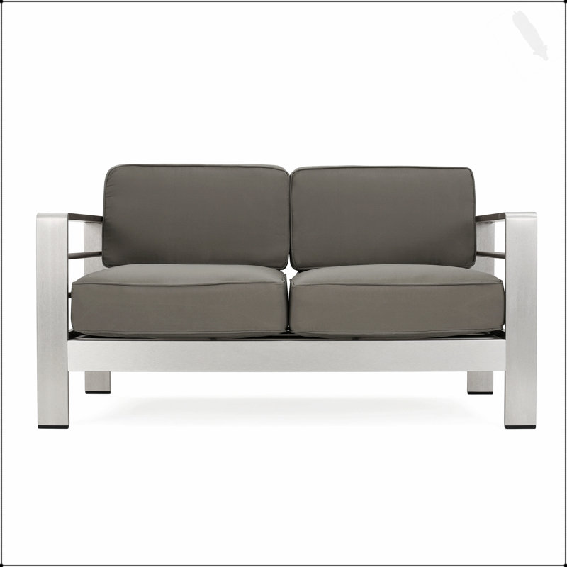 CAPE CORAL KD Aluminum Framed Patio Loveseat With Water-Resistant Cushions For Outdoor Comfort And Durability