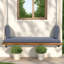 Balancelle de patio suspendue en bois avec coussin et coussins-737199652-737199651