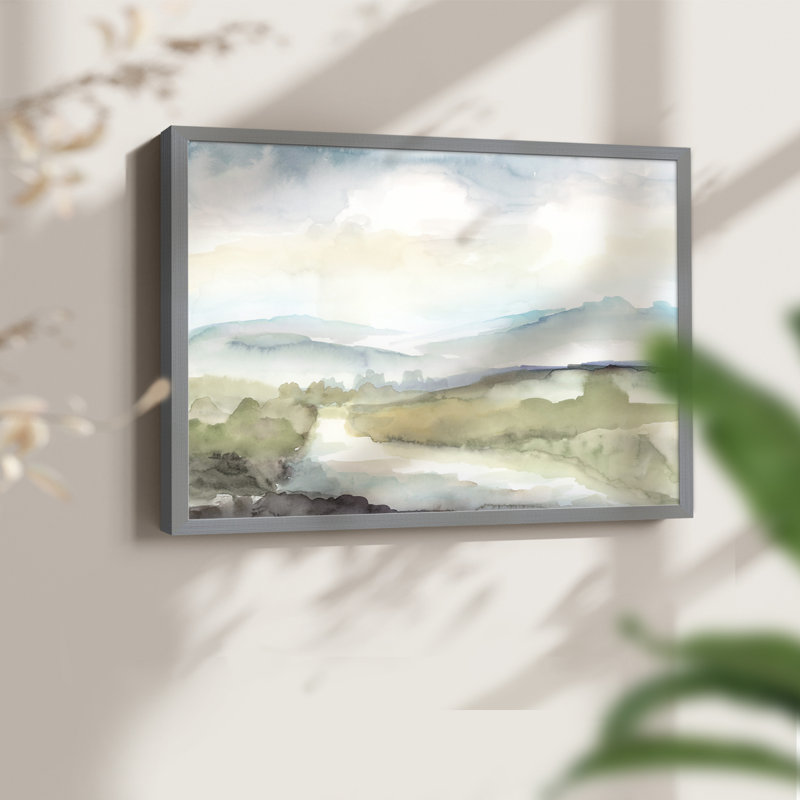 Sleepy Stream -Framed Print - Restickable, Gray, 22" H x 28" W