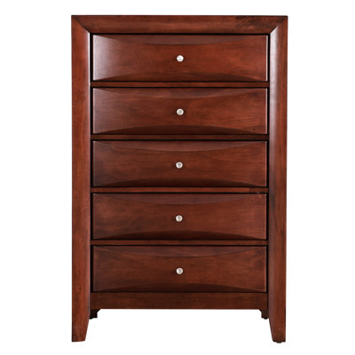 Coffre de rangement moderne en cerisier pour chambre à coucher - solide et assemblé avec des panneaux de particules en bois véritable