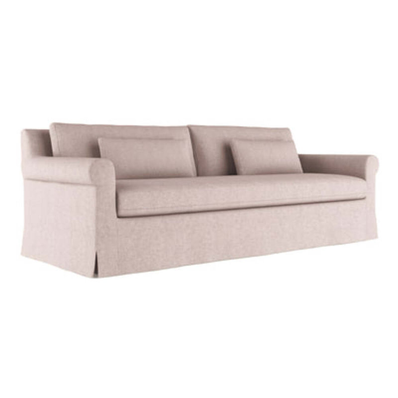 Canapé à accoudoirs arrondis Ludlow, H 34 po x l 84 po x P 38 po, Naturel, Peluche velours rosé