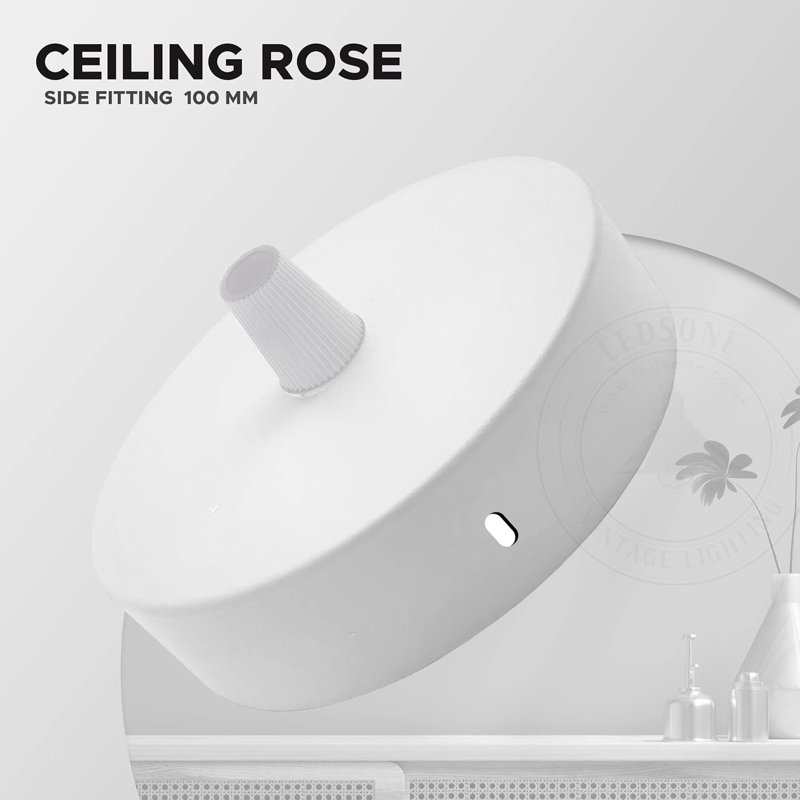 Solarah Single Outlet Ceiling Rose 100Mm Metal Ceiling Rose With Cord Grip And Fitting Accessories, For Ceiling Rose Lighting And Wall Lamp Lighting Kit