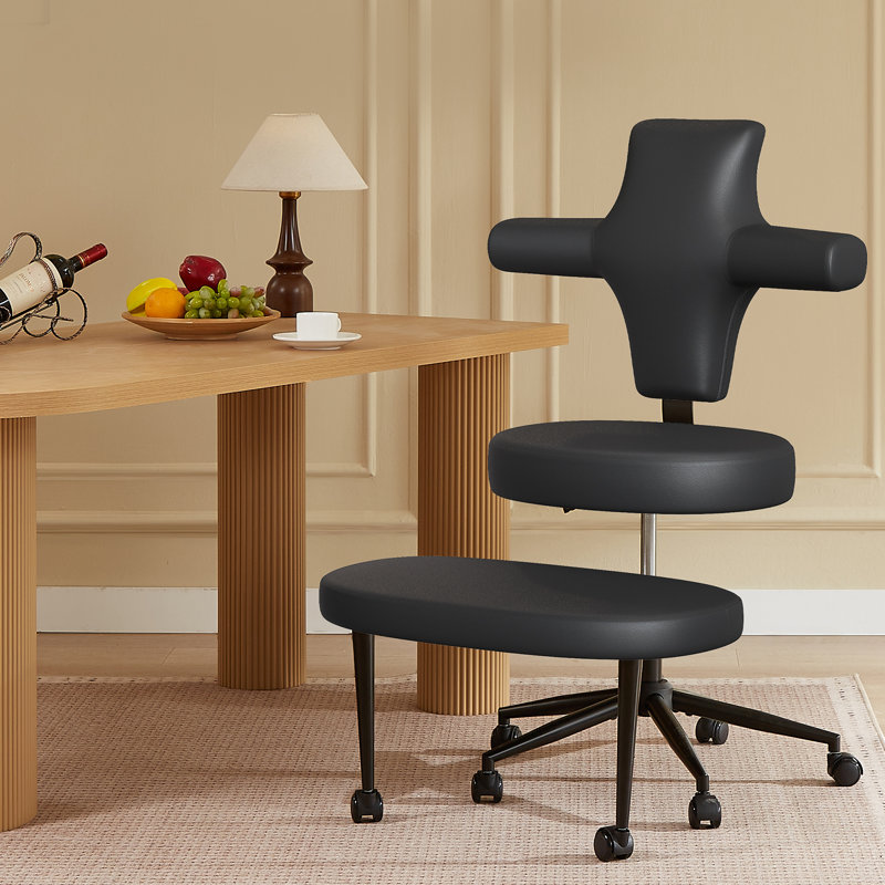 Cross Legged Office Chair, ADHD Friendly Ergonomic Chair with Multi-Position Swivel Desk Chair with Extra-Wide Cushion & Footstool