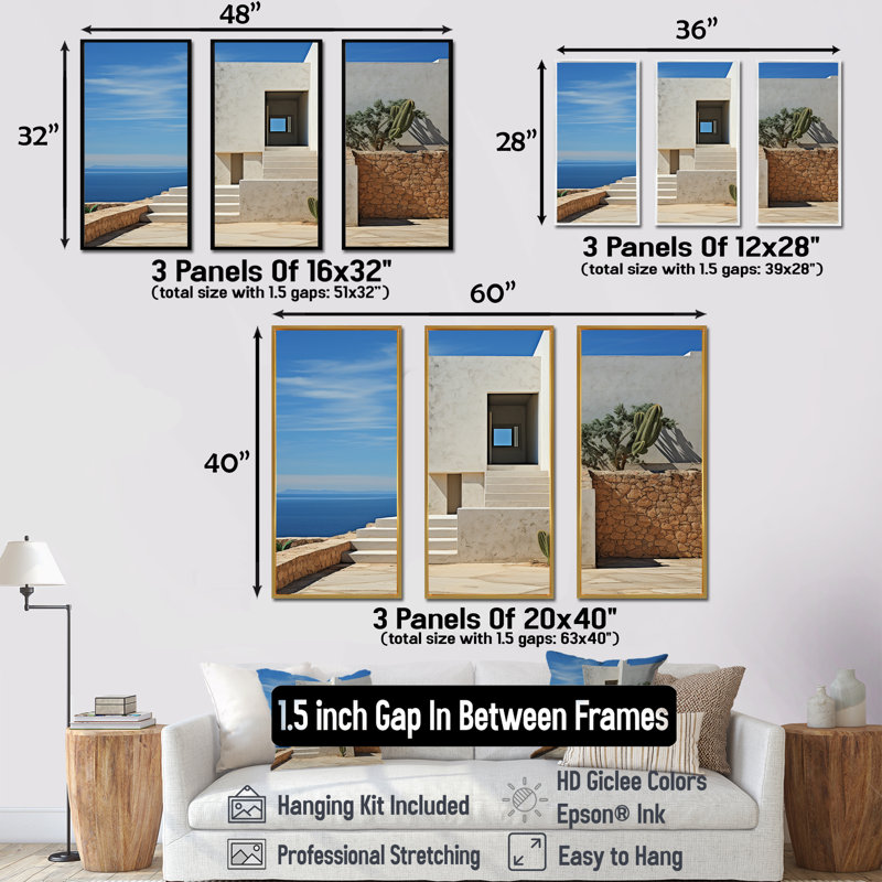 Paulsboro - Coastal Minimalisme, ensemble d'art sur toile, H 28 po x l 36 po x P 1 po, Cadre flottant noir