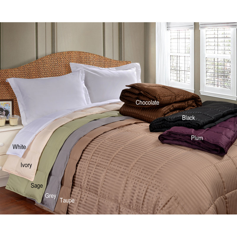 King Size Gray Reversible Cotton Comforter with Down Alternative Fill