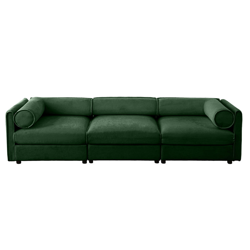 Luxueux chenille 3 avec espace de rangement: canapé en tissu ergonomique pour un rangement caché élégant: cylindrique, Vert