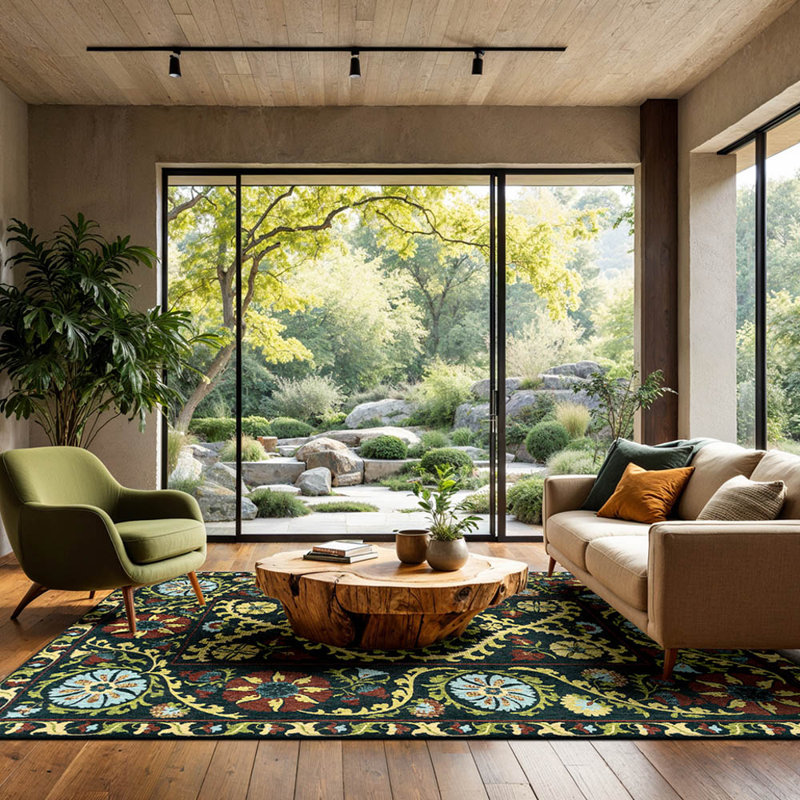 Suzani Flatweave Area Rug, Rectangle 140 x 200 cm