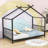 Aania Twin Size Metal House Bed with Slats and Headboard-1183328115