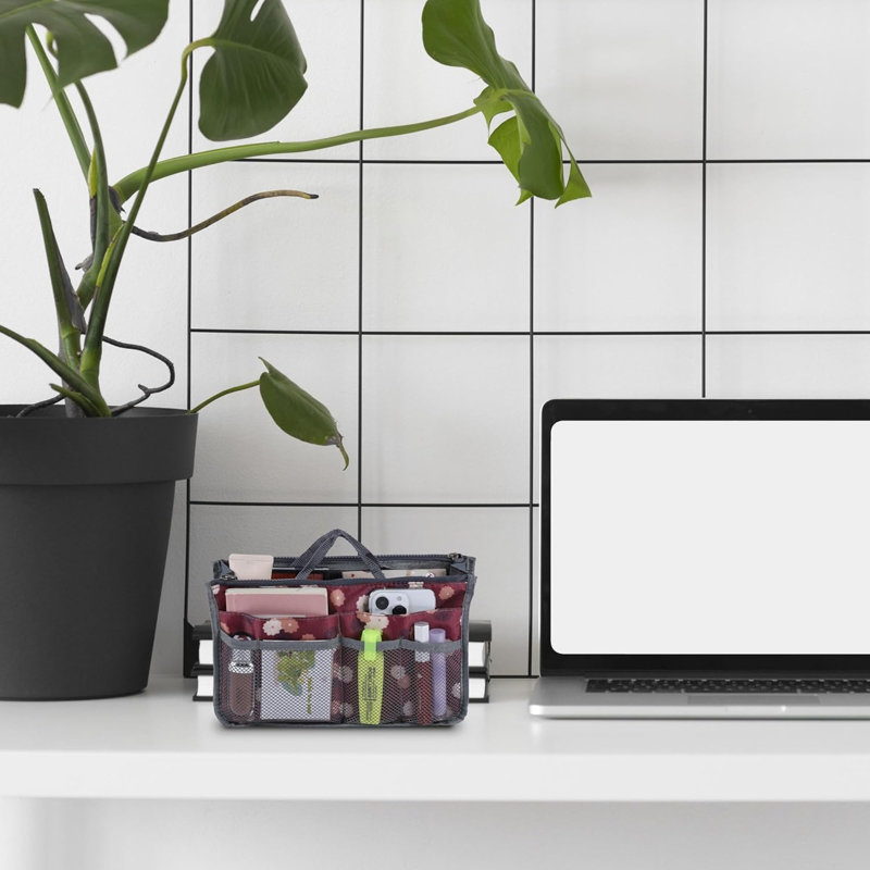 Brayden Studio Polyester Storage Tub & Tote, Floral Maroon