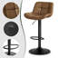 Swivel Upholstered Adjustable Height Counter Stool with Metal Frame-1441241420