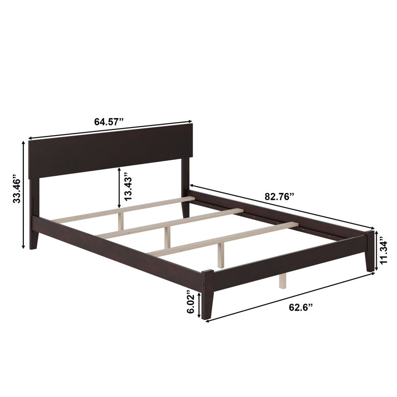 Lit de base en bois massif Anndee, Espresso, Grand