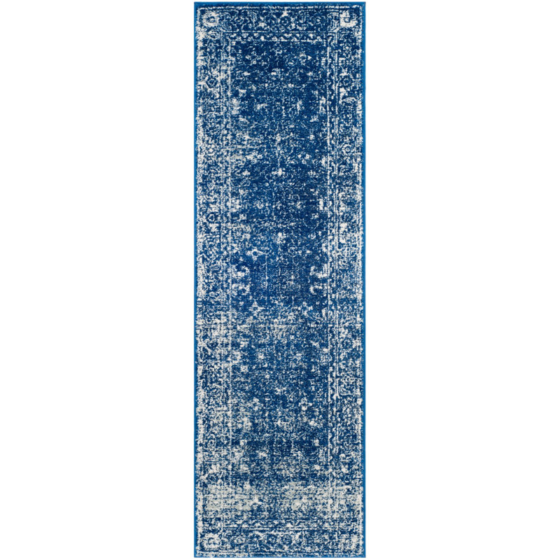Tapis oriental bleu marine / ivoire Abdel, Tapis de couloir 2 pi 2 po x 7 pi
