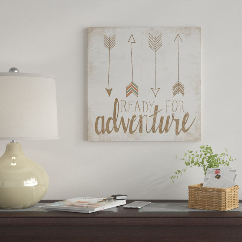 «Ready for Adventure, Beige», art textuel sur toile, H 12 po x l 12 po x P 0,75 po
