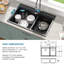 Évier de cuisine en granite de 33 po x l 22 po à cuve double 60/40 avec évier de cuisine en quartz et accessoires-115045970