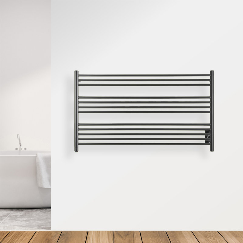 Amplia Straight Towel Rail Towel Warmer, Matte Black