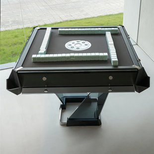 Modern Light Luxury Tempered Glass Black Square Automatic Mahjong Table for Chinese Rules