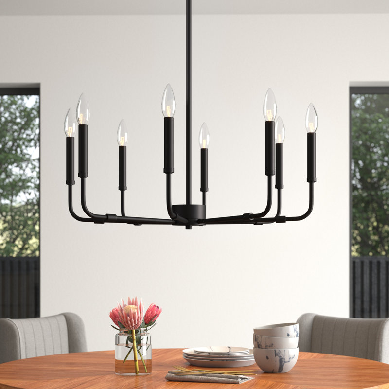 Brigit 8-Light Dimmable Candle Style Chandelier, Matte Black