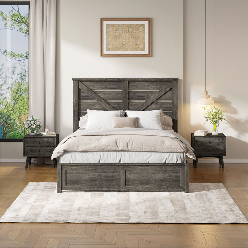 Devaya Panel Bed, Grey, Full