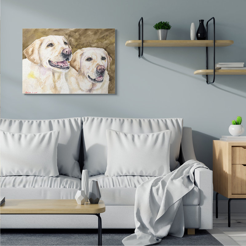 Chiens du Labrador jaunes se reposant, Toile tendue, H 30 po x l 40 po