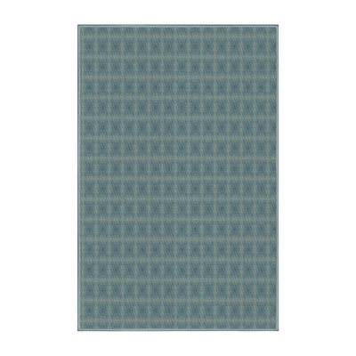 Tapis bleu/jaune à motifs Jauregui