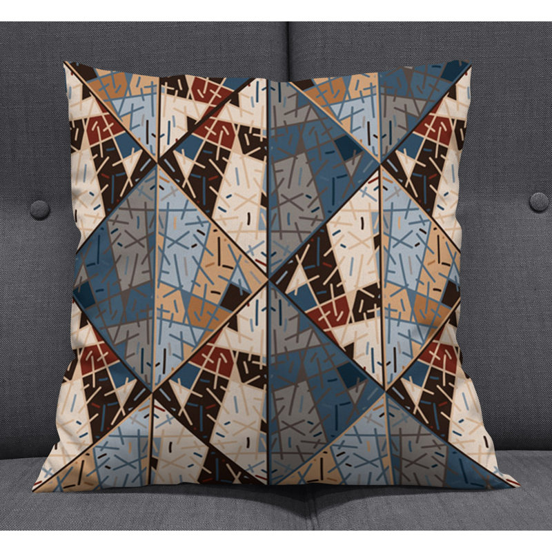 Throw Pillow With Insert, Blue/Brown Abstract 11, 18"H x 18"W