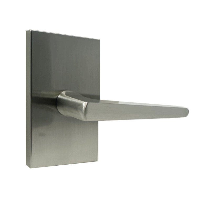 Poignée de porte avec rosette transitionnelle Philtower, Nickel satiné, Fausse poignée simple