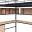Lit mezzanine en métal avec bibliothèque, bureau et armoire-878026543