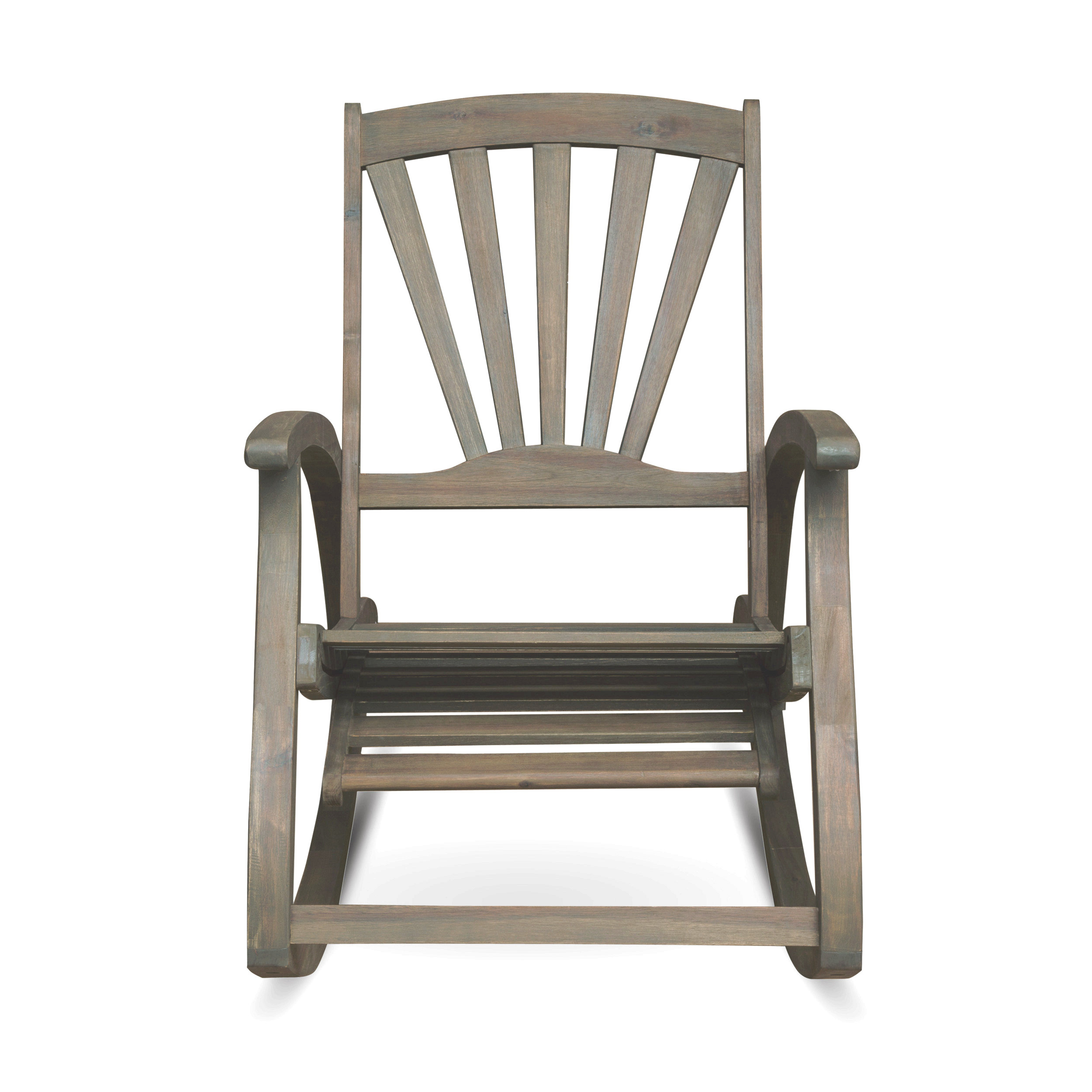 Ophelia & Co. Outdoor Acacia Wood Rocking Chair With Retractable Foot ...