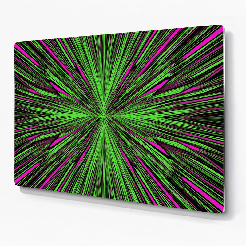 Art mural op 19 en métal vert, H 11 po x l 14 po