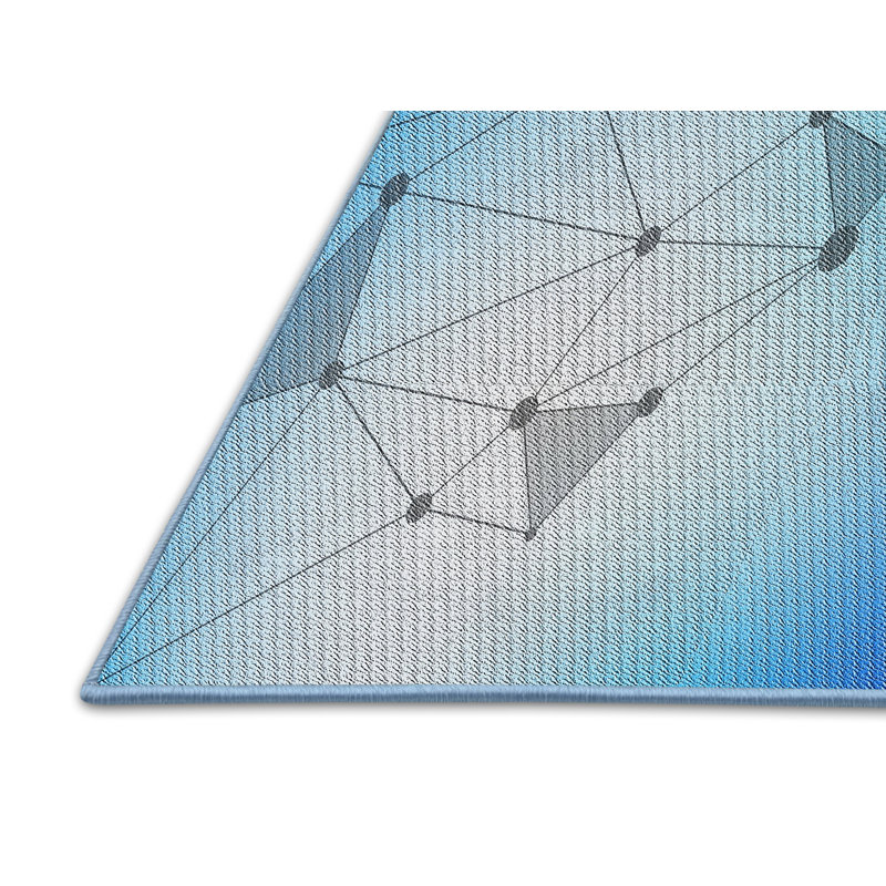 Tapis bleu/vert à motifs, Rectangle 5 pi x 7 pi