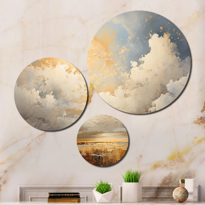 Clouds Prairies Collages V - Landscapes Metal Wall Art Prints Set