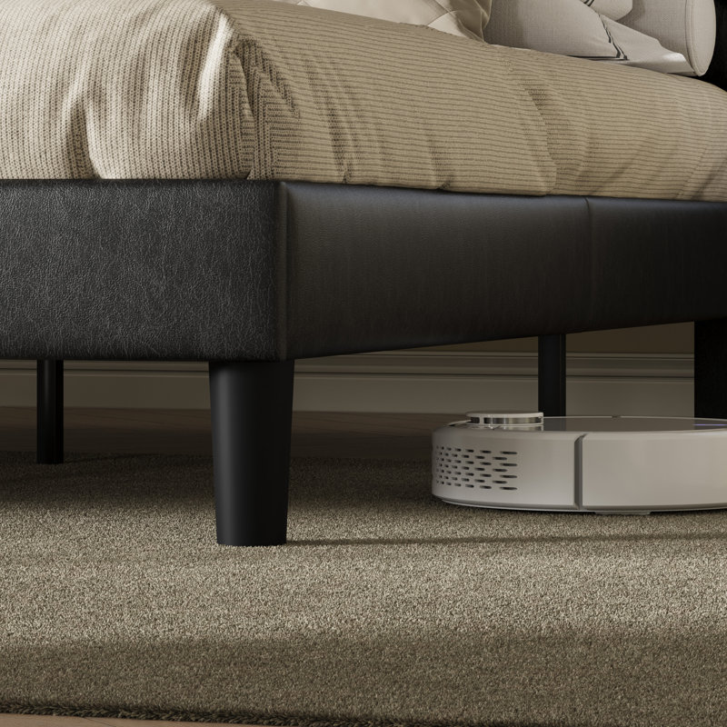 Darrach Upholstered Unfinished Platform Bed, Black, Queen