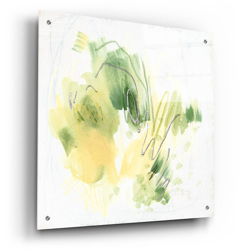 Art mural en verre acrylique épique «Emerald & Olive 1» par June Erica Vess, 24 po x 24 po, H 24 po x l 24 po